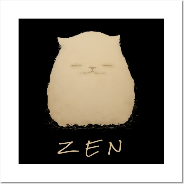 Zen cat, pencil sketch Wall Art by NATLEX